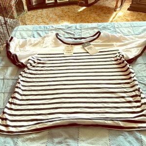 New with tags white shirt with black stripes